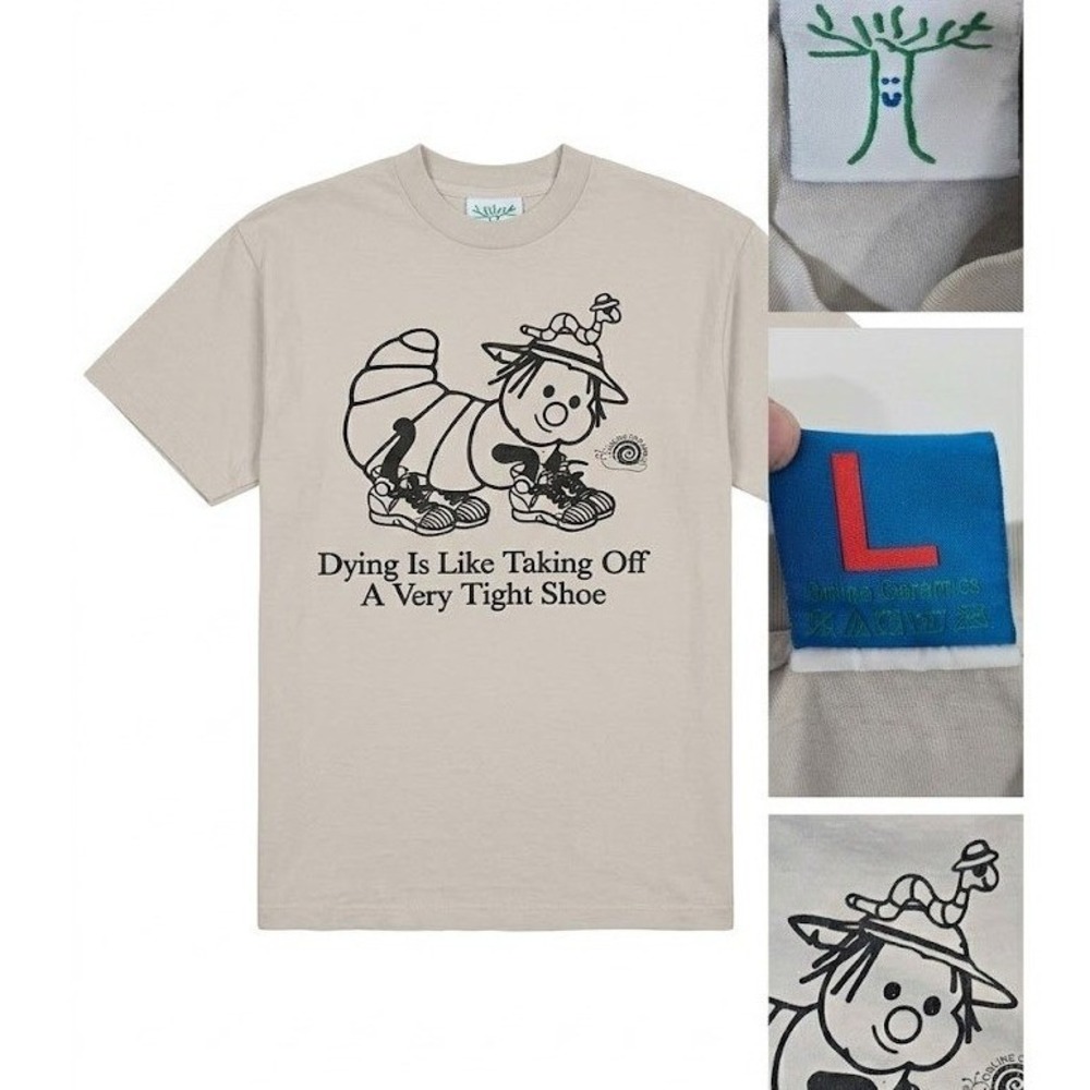 Online Ceramics T Shirt Mens LG Grey Dying Is Like Taking Off A Very Tight Shoe